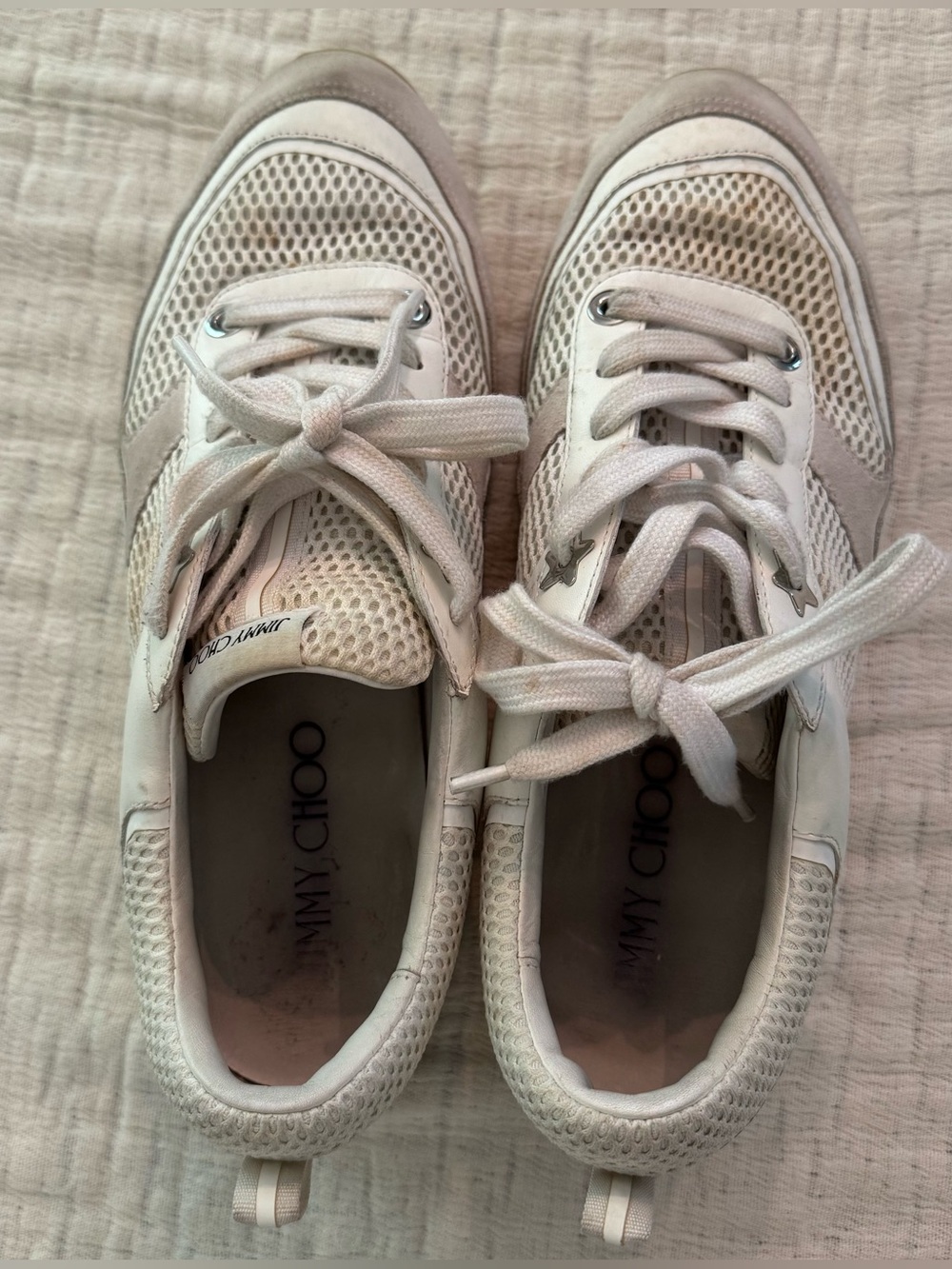 Jimmy Choo Java White Sneakers Size 43, US Size 11-11.5 Flawed* - Picture 9 of 9